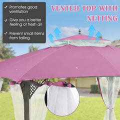 10 x 12 Feet Gazebo Replacement Top with Air Vent and Drainage Holes-Pink