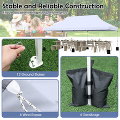 10 X 20 FT Pop up Canopy Tent Foldable Portable Outdoor Gazebo with Carry Bag-White