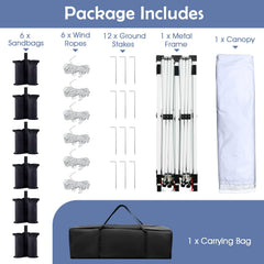 10 X 20 FT Pop up Canopy Tent Foldable Portable Outdoor Gazebo with Carry Bag-White