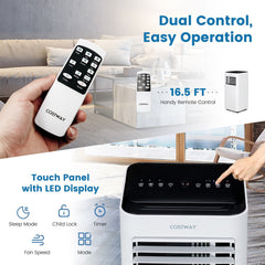 10000 BTU 4-in-1 Portable Air Conditioner with Dehumidifier and Sleep Mode, Black, 350 sq ft