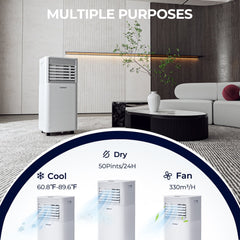10000 BTU Air Cooler with Fan and Dehumidifier Mode, White, Self-Evaporating, 350 sq ft