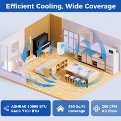 10000 BTU Portable Air Conditioner with 24H Timer, R32, Cools up to 350 sq ft, 46 dB