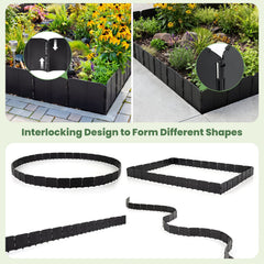 10.5 FT 70 PCS Garden Edging Borders No Dig Interlocking Design for Flower Beds-Black