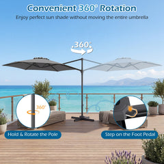 10 FT Patio Cantilever Umbrella with 360° Rotation and Air Vent for Backyard and Poolside-Gray