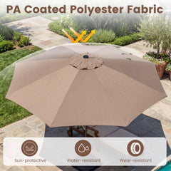 10 FT Scalloped Patio Umbrella with Push Button Tilt and 8 Fiberglass Ribs-Brown
