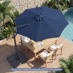 10 Feet Patio Cantilever Umbrella with Easy Tilt Adjustment-Navy