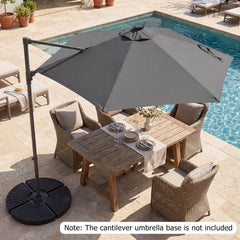 10 Feet Patio Cantilever Umbrella with Solar LED Lights-Gray
