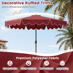 10 Feet Solar Patio Umbrella with Color-Changing LED Lights-Wine