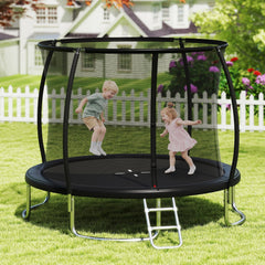 10FT Outdoor Trampoline Heavy-Duty Recreational Trampoline with Safety Enclosure Net-Black