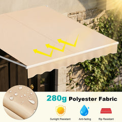 10 x 8.2 Feet Retractable Awning with Easy Opening Manual Crank Handle-Beige