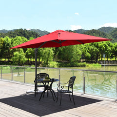 10 x 10 Feet Patio Offset Cantilever Umbrella with Aluminum 360-degree Rotation Tilt-Wine