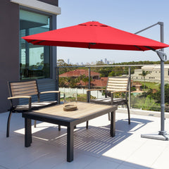 10 x 10 Feet Patio Offset Cantilever Umbrella with Aluminum 360-degree Rotation Tilt-Wine