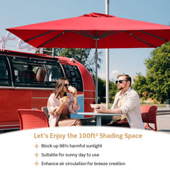 10 x 10 Feet Patio Offset Cantilever Umbrella with Aluminum 360-degree Rotation Tilt-Wine