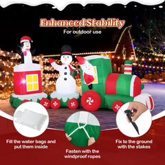 11.5 FT Christmas Inflatables Train Blow Up Santa Claus Driving Train