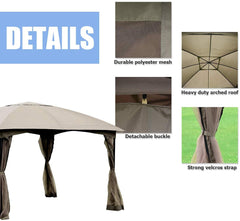 11.5 x 11.5 Feet Fully Enclosed Outdoor Gazebo with Removable 4 Walls