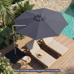 11 Feet Patio Offset Cantilever Umbrella 360° Rotation Aluminum Tilt-Gray