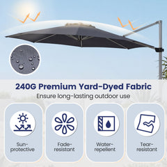 11 Feet Patio Offset Cantilever Umbrella 360° Rotation Aluminum Tilt-Gray