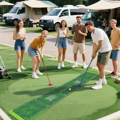 11 FT Putting Green Mat with 2 Adjustable Putters and 6 Balls