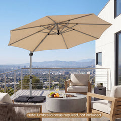 11 Feet Patio Offset Cantilever Umbrella 360° Rotation Aluminum Tilt-Beige