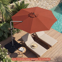 11 Feet Patio Offset Cantilever Umbrella 360° Rotation Aluminum Tilt-Brick Red