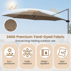 11 Feet Patio Offset Cantilever Umbrella 360° Rotation Aluminum Tilt-Tan