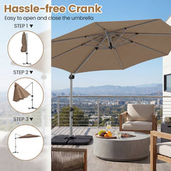 11 Feet Patio Offset Cantilever Umbrella 360° Rotation Aluminum Tilt-Tan