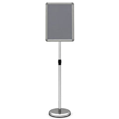 11 x 17 Inch Height Adjustable Sign Holder Stand with Snap-Open Frame-Silver