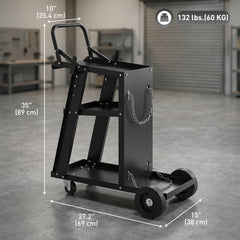Welding Utility Cart 3-Tier Heavy Duty Rolling Tool Cart with Gas Cylinder Holder Black