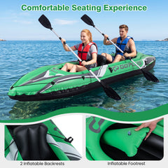11.5 Feet Inflatable Kayak 2 Person Heavy Duty with Aluminum Paddles-Green
