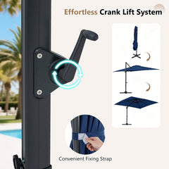 11 x 9 FT Cantilever Patio Umbrella with 360° Rotation and Easy Tilt Adjustment-Navy
