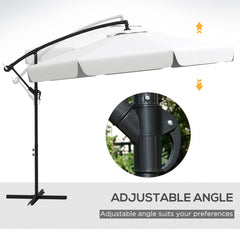 11 FT Cantilever Patio Umbrella Offset Parasol with Cross Base and 8 Ribs for Garden, Black