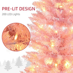 6' Pre Lit Artificial Pencil Christmas Trees, Xmas Tree with Realistic Branches and Warm White LED Lights, Green