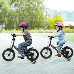 14 Inch Kids Bike with Removable Training Wheels and Adjustable Seat, Black