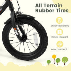 14 Inch Kids Bike with Removable Training Wheels and Adjustable Seat, Black