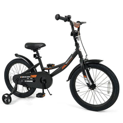 18 Inch Kids Bike with Removable Training Wheels and Adjustable Seat, Black