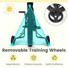 18 Inch Kids Bike with Removable Training Wheels and Adjustable Seat, Black
