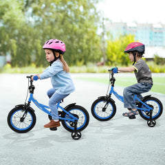 14 Inch Kids Bike with Removable Training Wheels and Adjustable Seat, Blue