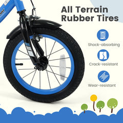 14 Inch Kids Bike with Removable Training Wheels and Adjustable Seat, Blue