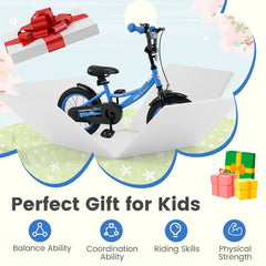 14 Inch Kids Bike with Removable Training Wheels and Adjustable Seat, Blue