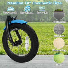 14 Inch Kids Bike with Training Wheels and Woven Basket, Blue