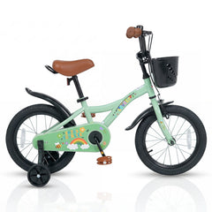 16 Inch Girls Bike with Basket, Bell and Training Wheels, Green