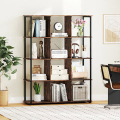 12-Cube Bookcase with 2 Anti-tipping Kits for Living Room-Rustic Brown