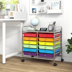 12 Drawers Rolling Storage Cart for Home and Office-Multicolor