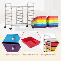 12 Drawers Rolling Storage Cart for Home and Office-Multicolor