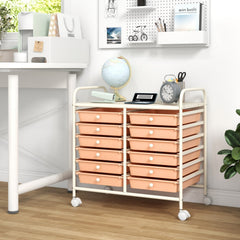 12 Drawers Rolling Storage Cart for Home and Office-Peach