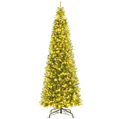 12 FT Pre-Lit Hinged Artificial Christmas Tree with 2517 Mixed PVC and PE Branch Tips