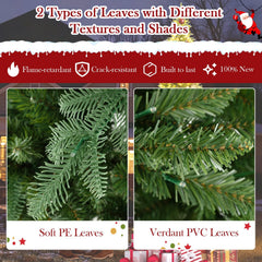 12 FT Pre-Lit Hinged Artificial Christmas Tree with 2517 Mixed PVC and PE Branch Tips