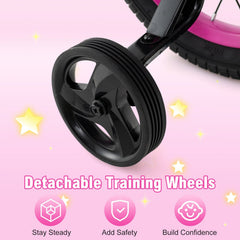 12 Inch Kids Bike with Front Basket and Training Wheels, Pink