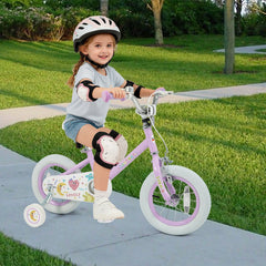 12 Inch Kids Bike with Bell, Reflectors and Removable Training Wheels, Purple