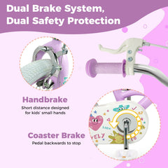 12 Inch Kids Bike with Bell, Reflectors and Removable Training Wheels, Purple